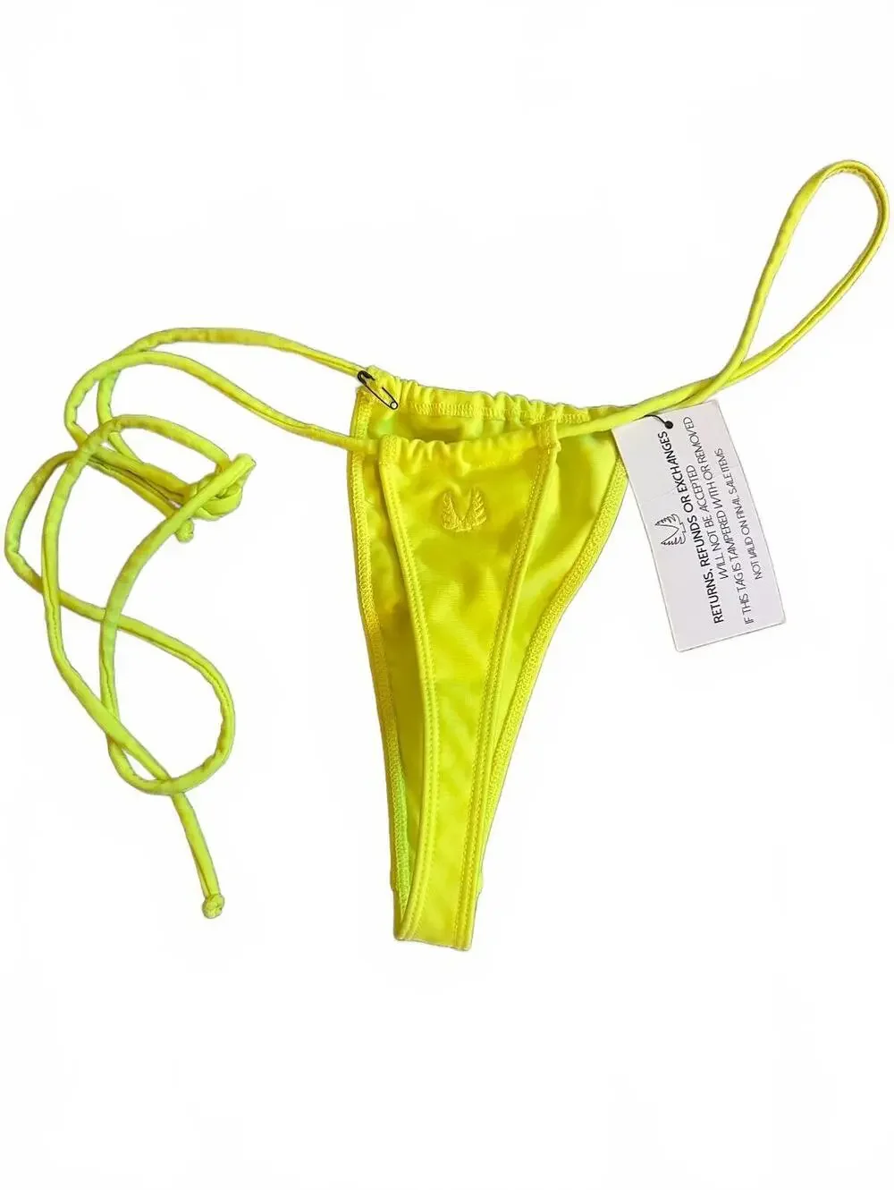 NWT Minimale Animale SANCTUARY TASSEL THONG BIKINI BOTTOM Neon yellow M